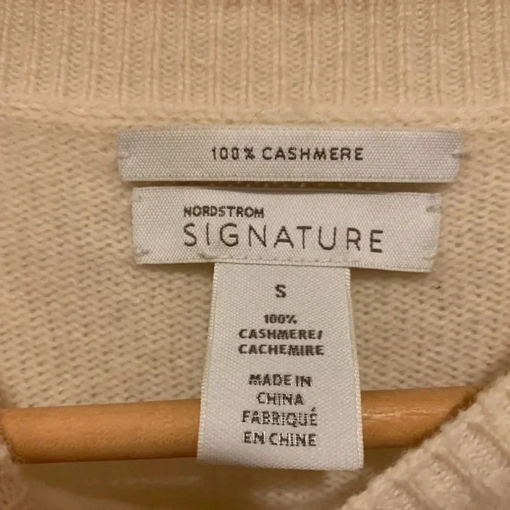 NORDSTROM SIGNATURE NEW Cropped Striped Cashmere Crew Neck Sweater - Picture 10 of 11